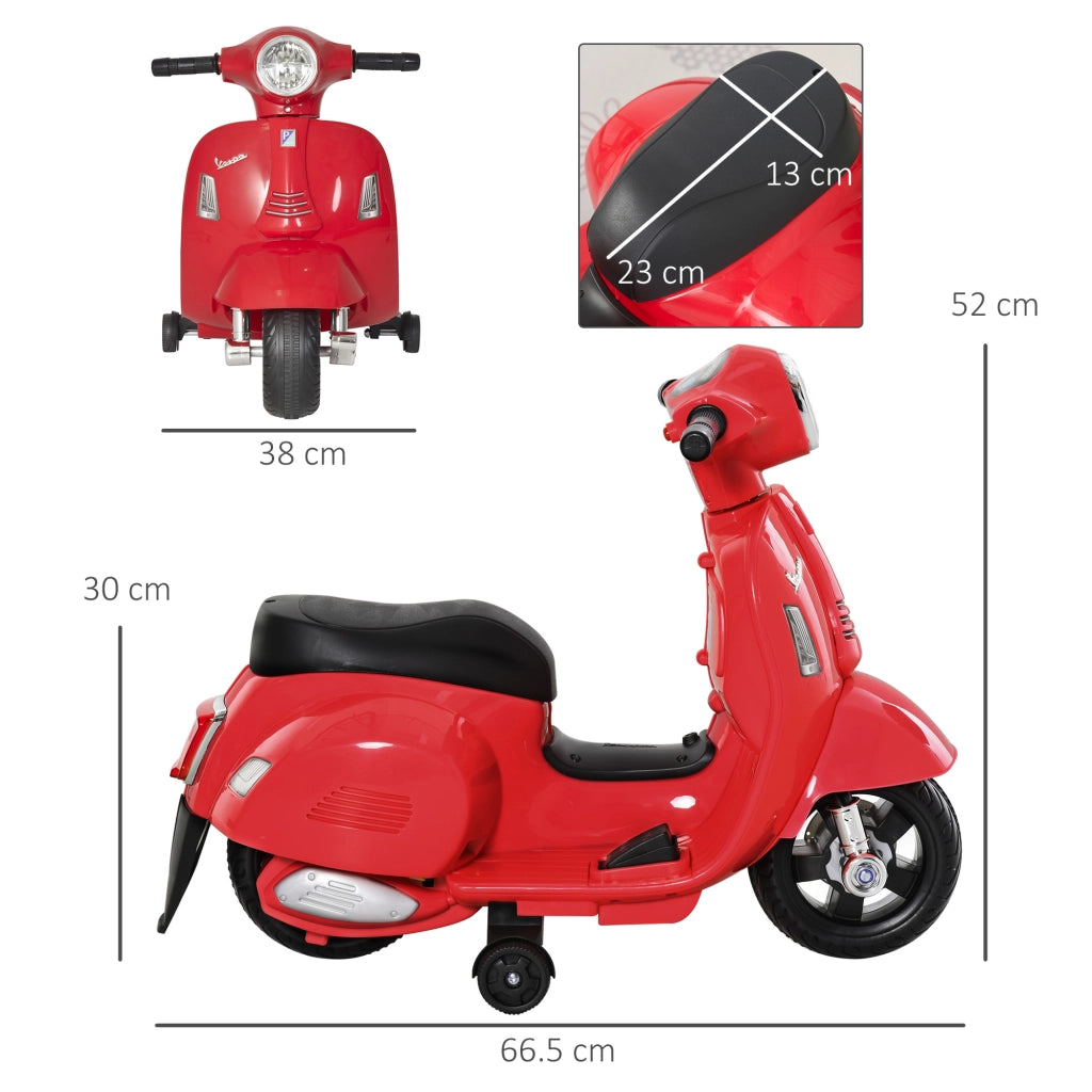 Moto Elettrica Vespa Licenza Ufficiale ¨C Xylo ¨C Bambini 18-36 Mesi, Rosso, 66.5x38x52 cm
