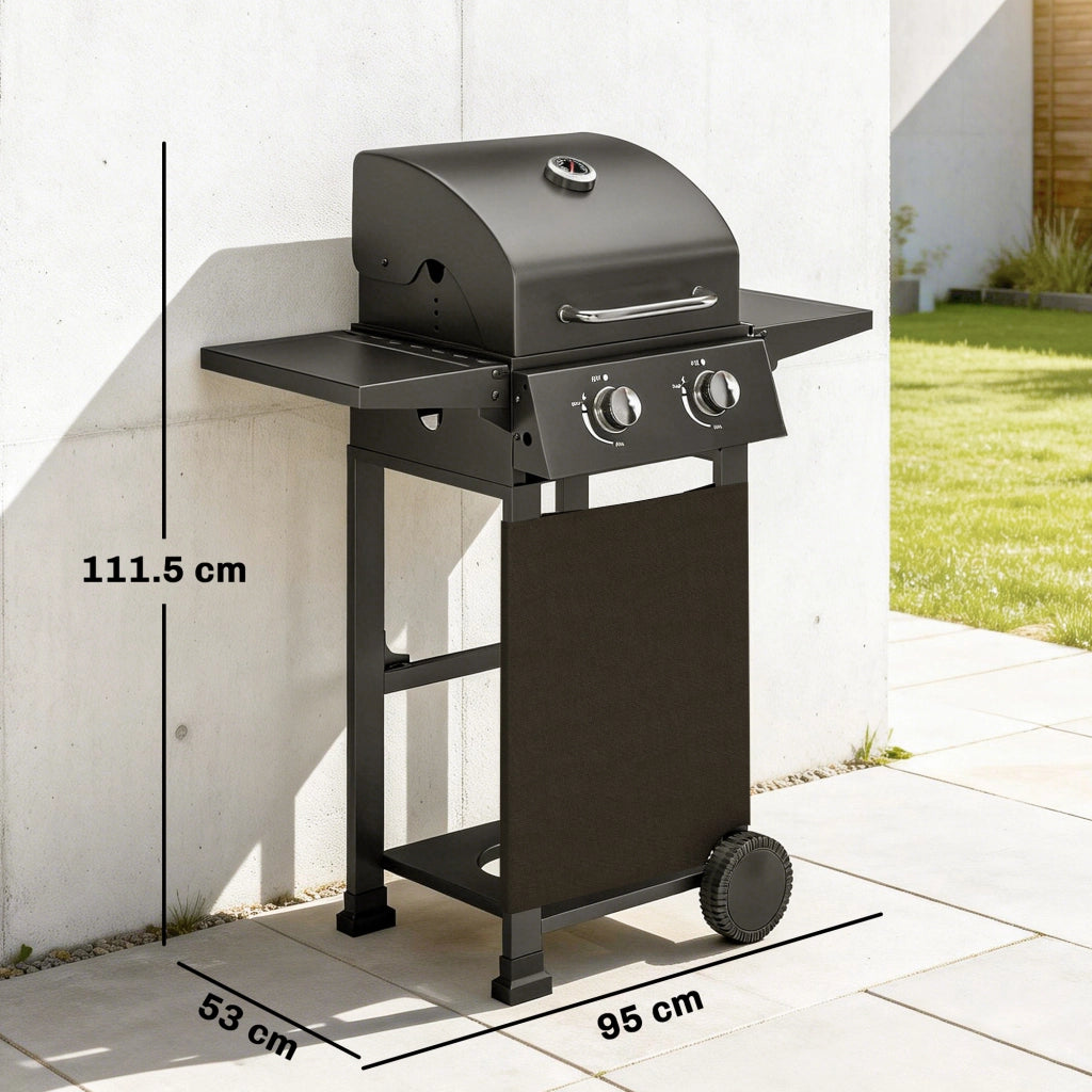 Barbecue Portatile a Gas con 2 Bruciatori ¨C Minimal ¨C Nero
