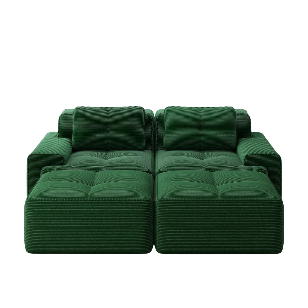 Divano modulare a U - Zephmum - 2 posti verde velluto a coste