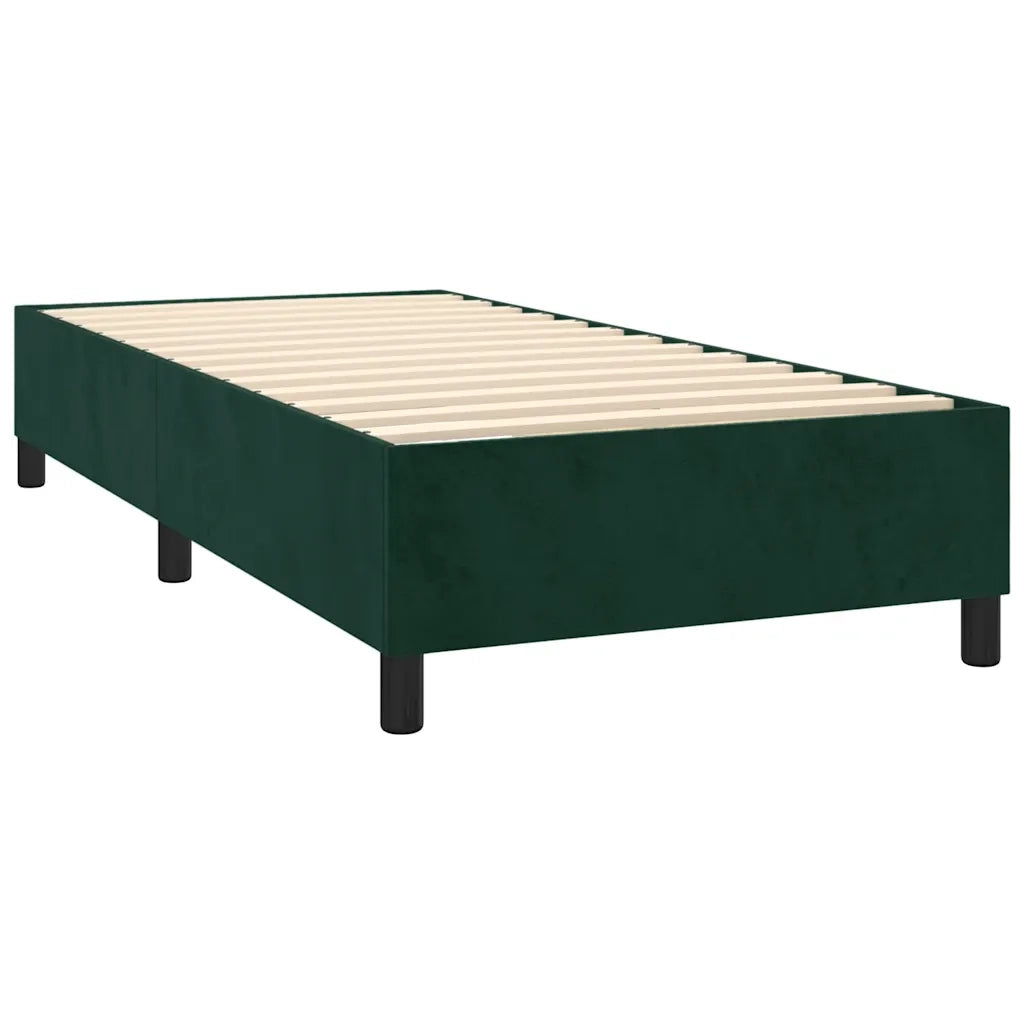 Letto a Molle con Materasso e LED Verde Scuro 80x200cm Velluto 3139592