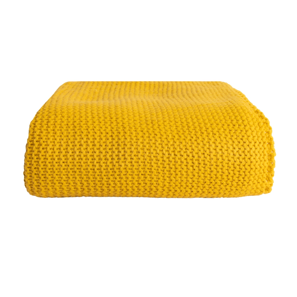 Coperta gialla a maglia 130 × 170 cm - TRICOVA