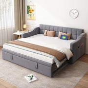 Divano 2 in 1 - Xylo - 90/180 cm velluto grigio USB