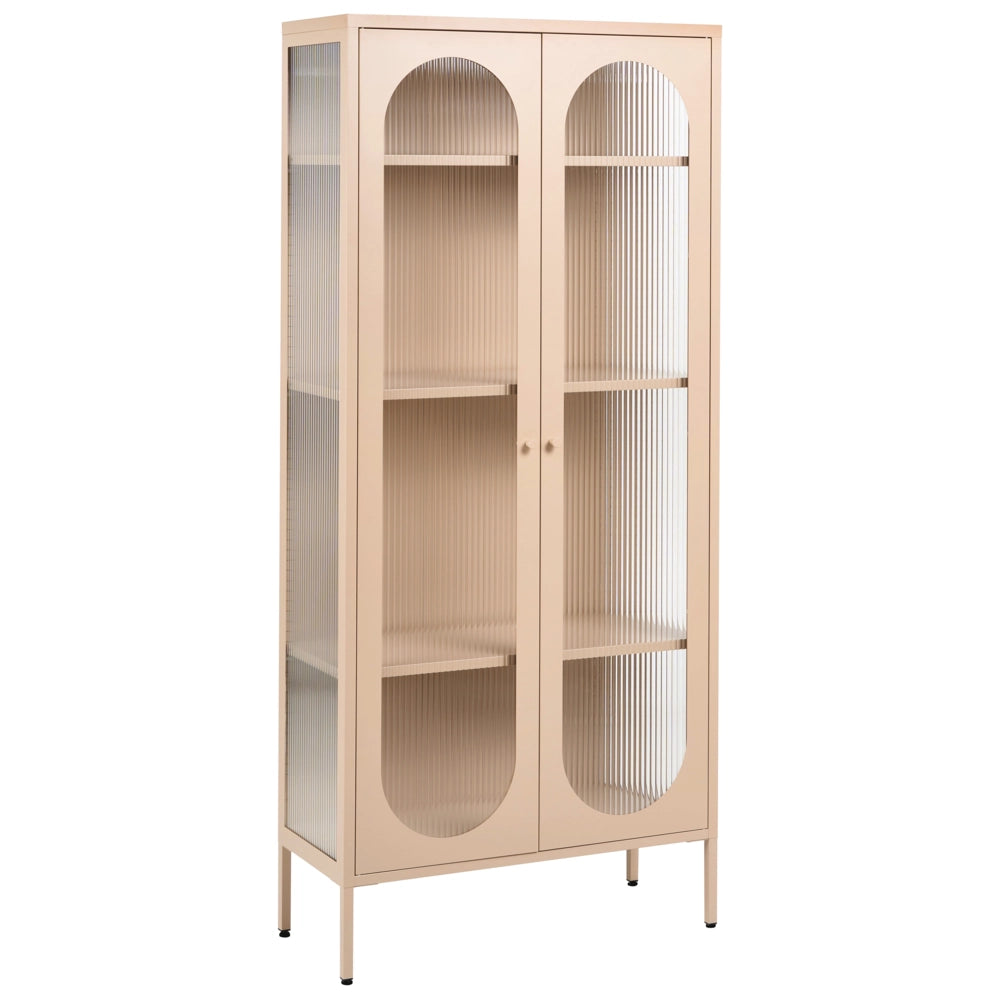 Credenza moderna in acciaio nero e ante in vetro 181 cm stile contemporaneo industriale sala da pranzo soggiorno