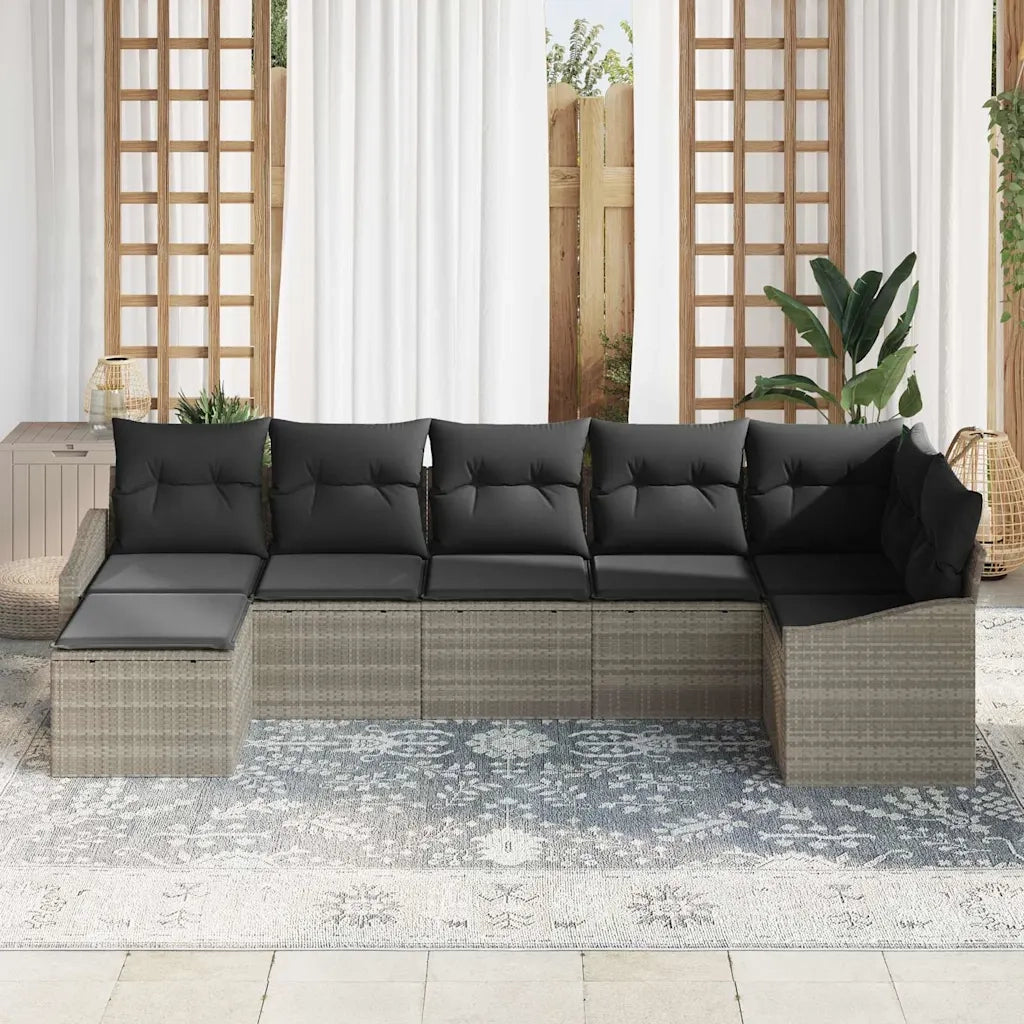 Set di divani con cuscino 7 pcs Grigio chiaro polyrattan 3346812