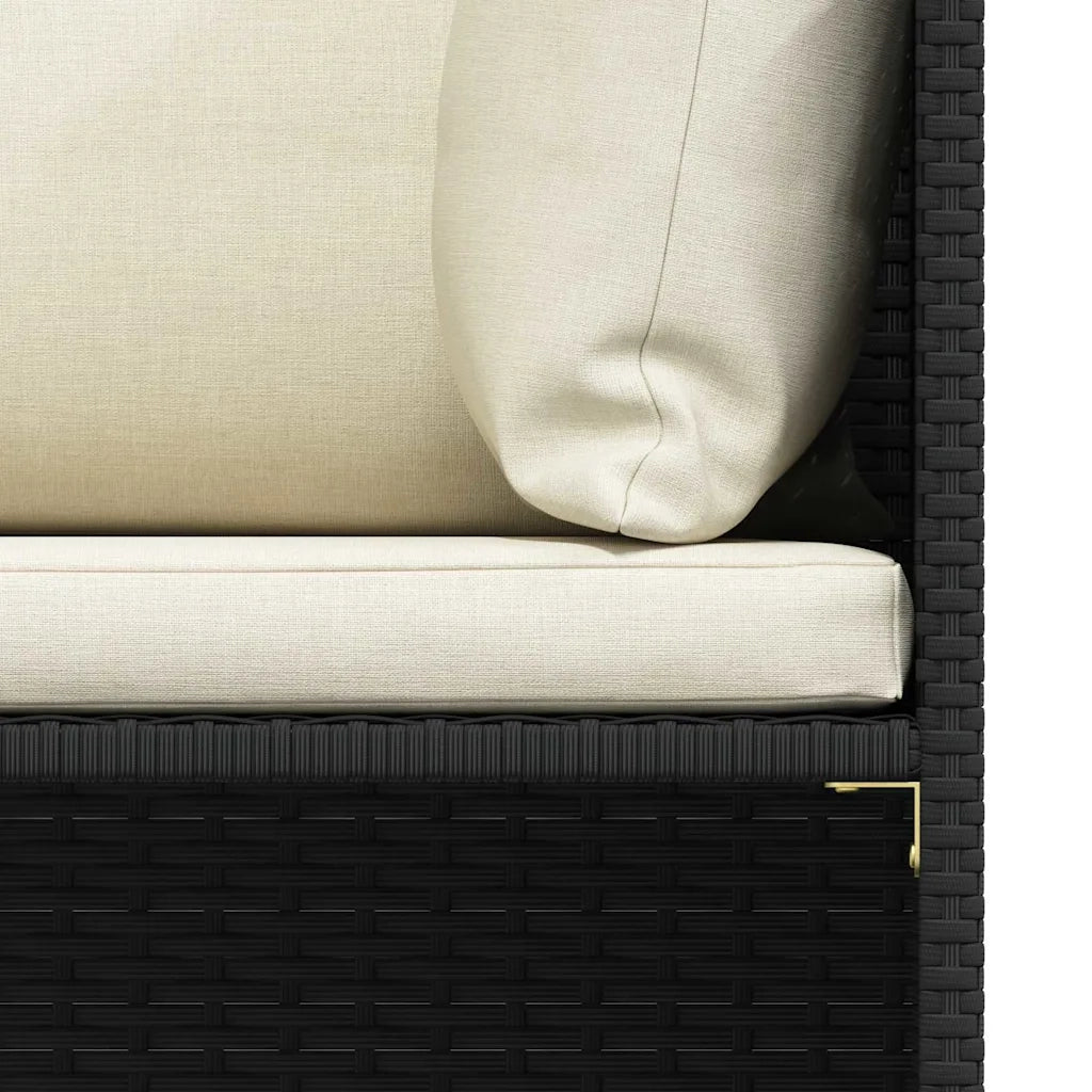 Divano da Giardino a 3 Posti con Cuscini-Sofa da Giardino-Divano da esterno in Polyrattan Nero
