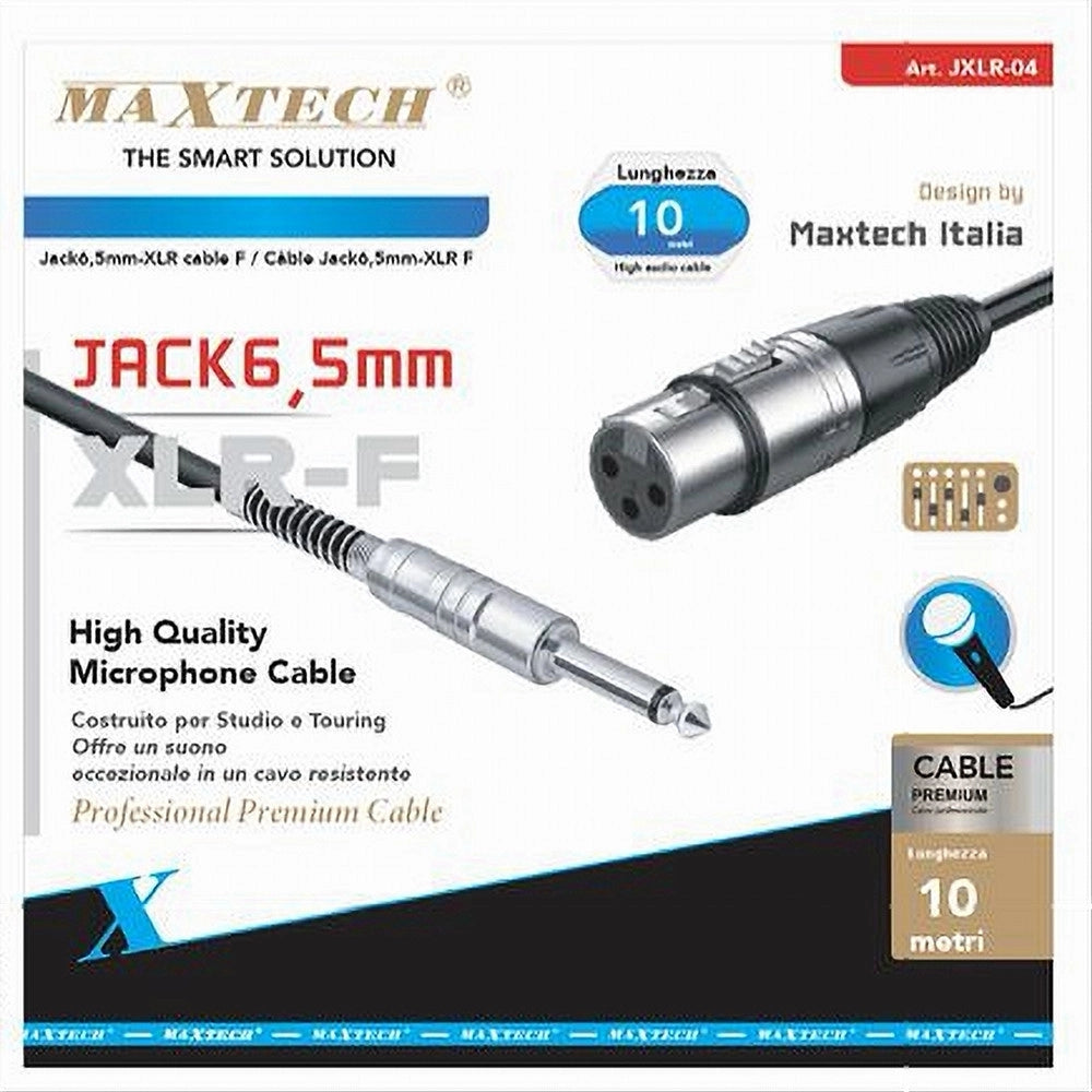 Trade Shop - Cavo Da Jack 6.5mm Mono A Xlr Femmina Audio Prolunga Per Microfono 10 Mt Jxlr-04 -