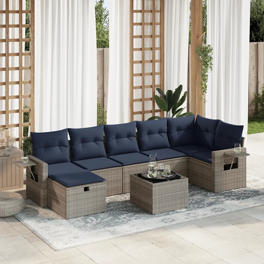 Set Divano da Giardino 8 pz con Cuscini Grigio in Polyrattan 3325517