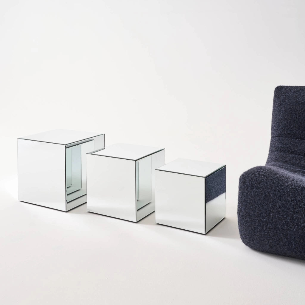 Tavolo cubico a specchio, tavolino da divano, transparent