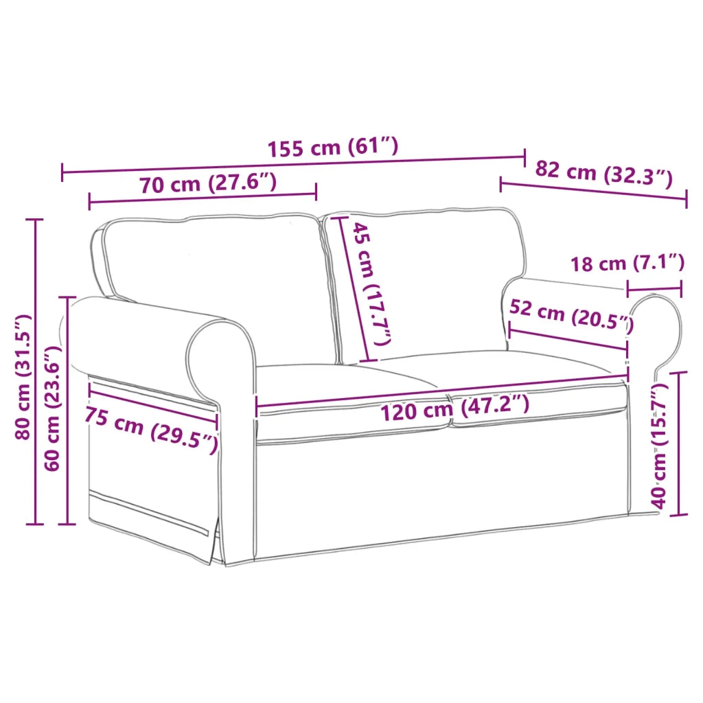 Set di divani 2 pcs Nero 155 x 82 x 80 cm Tessuto 3407488