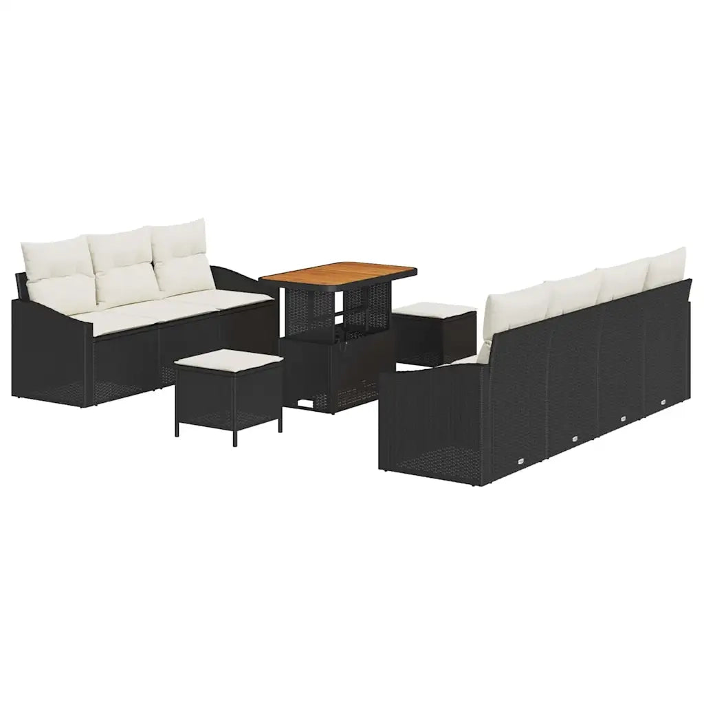 Set Divano da Giardino con cuscino 10 pcs Nero polyrattan 3362620