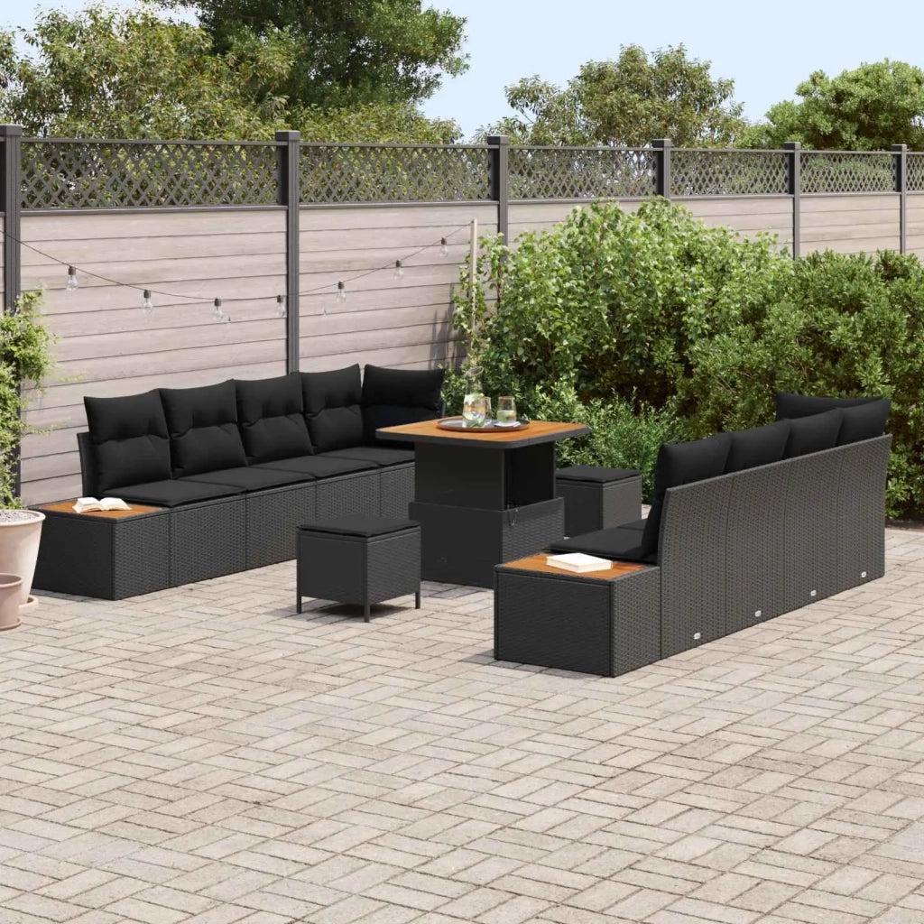Set Divano da Giardino 11 pcs Nero polyrattan 3362884