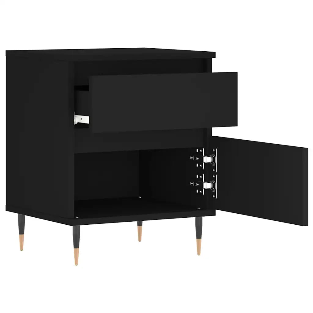 Comodini 2pz Neri 40x35x50 cm in Legno Multistrato 830655