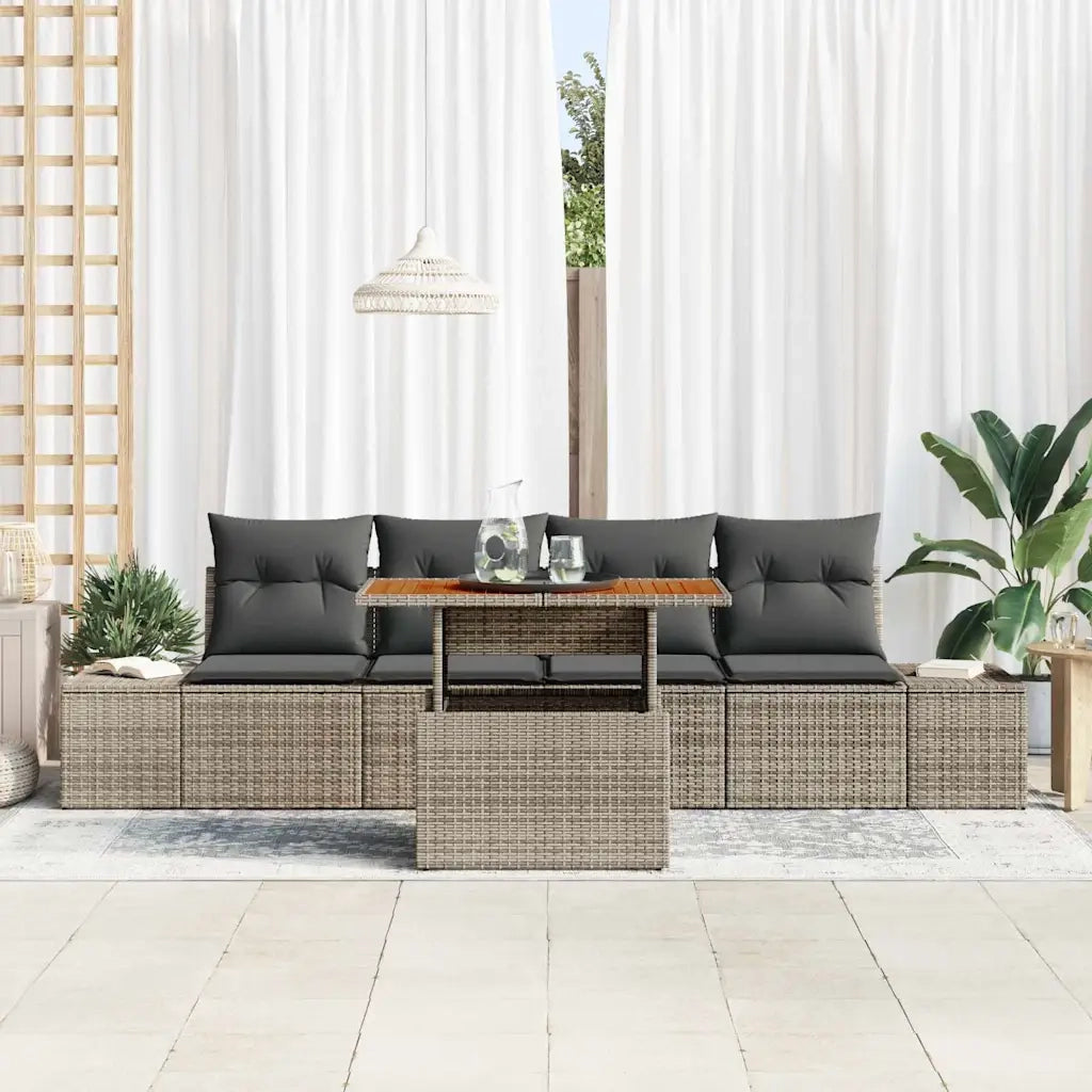 Set Divano da Giardino 5 pcs Grigio Poly Rattan 3358631