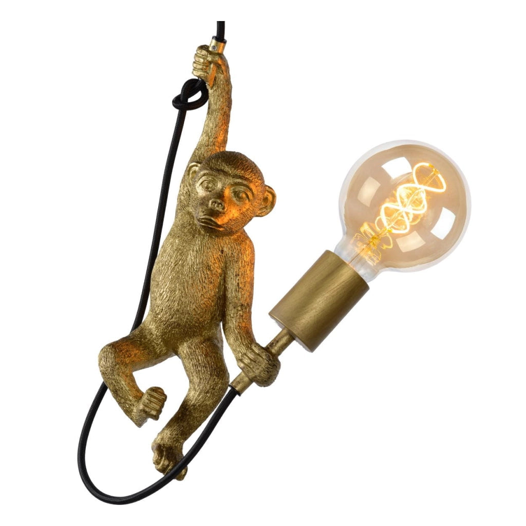 Lucide lampada a sospensione Chimp E27 oro nero Ø18 cm