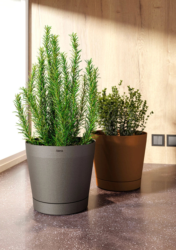 Vaso da Interno e Esterno Ø24x22cm in Polipropilene Orione 24 Fog Grey Grigio Chiaro