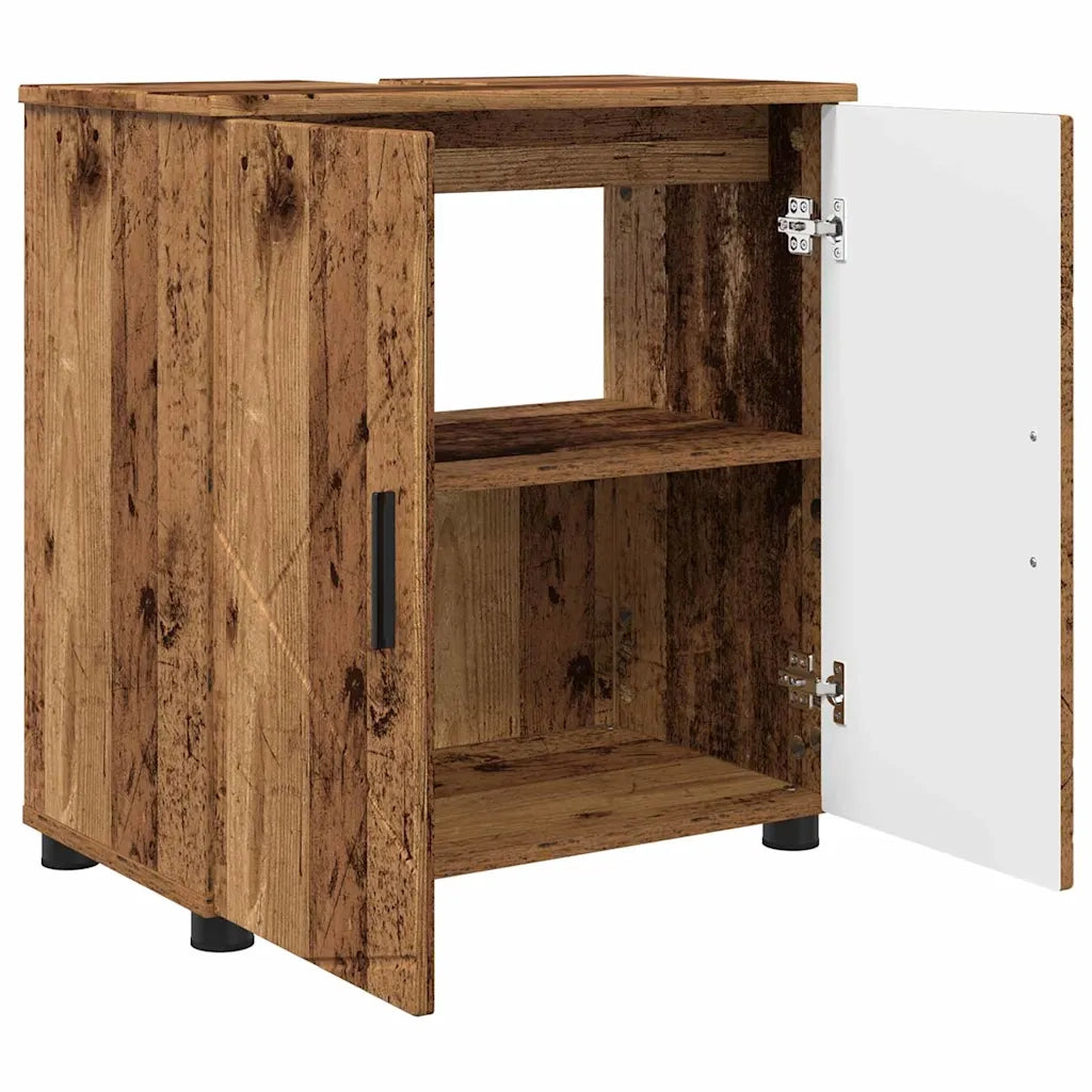 Set di mobili per il bagno con porta 3 pcs Legno vecchio