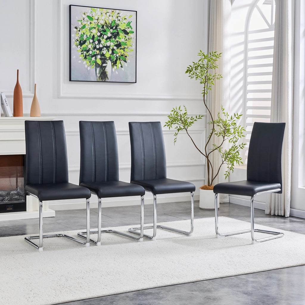 Sedia da Pranzo Moderna ¨C MINIMAL ¨C Nero, Ecopelle e Struttura in Metallo