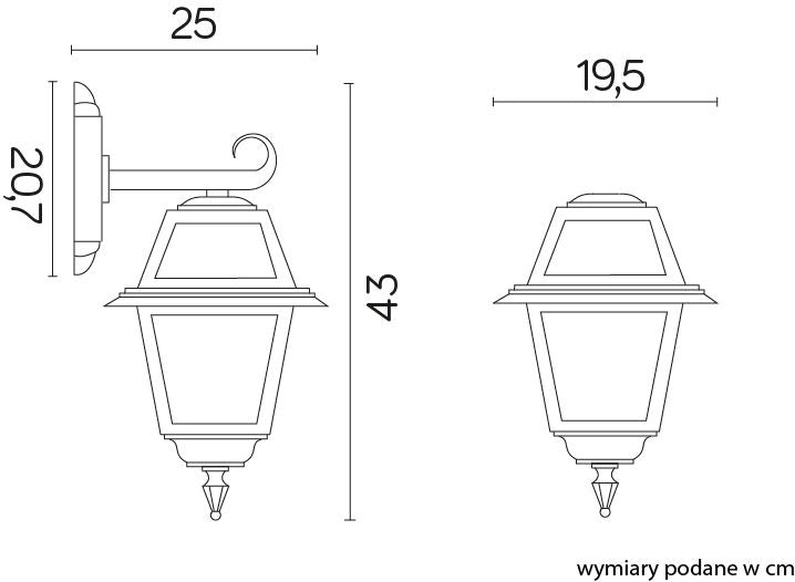 Applique esterna classica WITRAŻ 1xE27 IP43 nera SU-MA