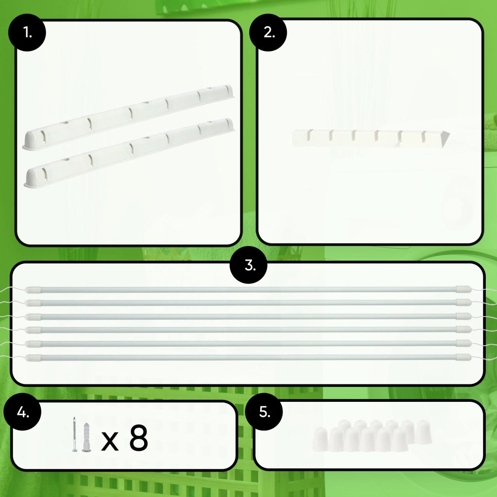 Stendibiancheria da soffitto KADAX per bagno, 6 barre, 190 cm, resistente e robusto.