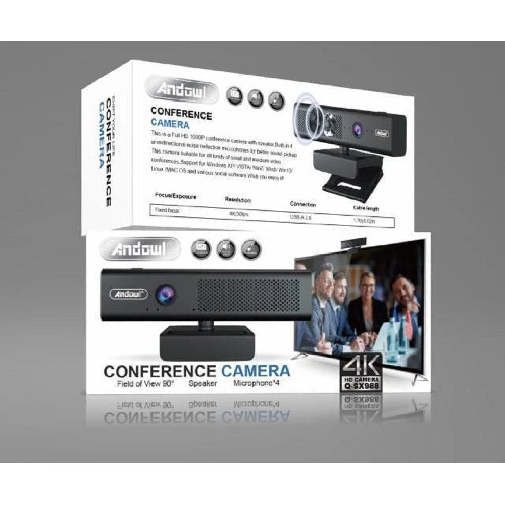 Trade Shop - Telecamera Video Per Conferenze Web 4k Ultra Hd 30fps Microfono Q-sx988 Laptop -