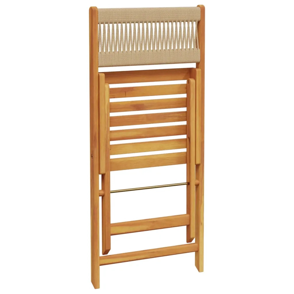 Sedie Bistrò 2pz Beige in Legno Massello di Acacia e Corda 367680