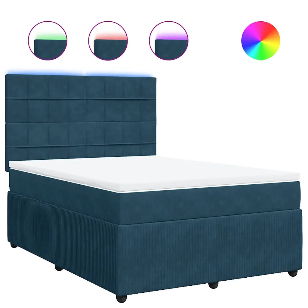 Giroletto a Molle con Materasso Blu 140x190 cm in Velluto