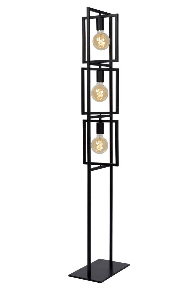 Lampada da terra loft Luuk 3 luci E27 nera Lucide