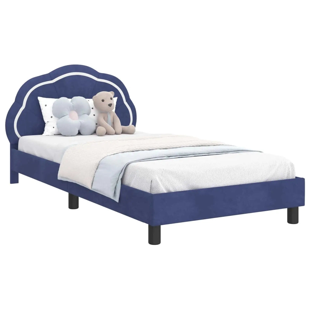 Struttura letto Bambini | Letto Infantile | Lettino con testata Blu Polizia 90 x 190 cm