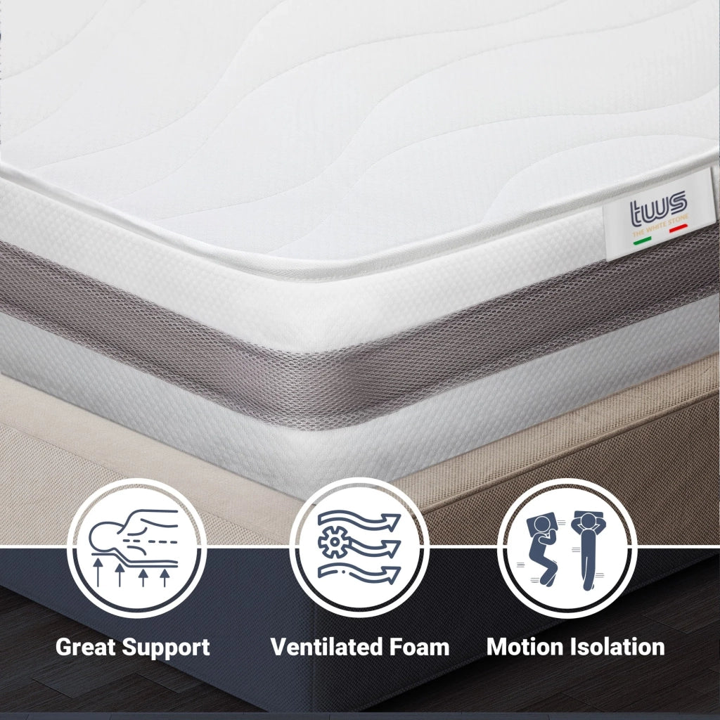 Materasso Singolo 70x200 cm in Memory Antibatterico | Altezza 20 cm | Rivestimento 3D Air in Fibra Ipoallergenica | Materasso Ortopedico a 7 Zone Differenziate Termosensibili