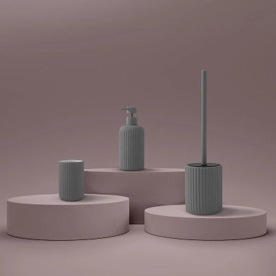 Set accessori bagno 3 pezzi in ceramica grigio soft touch Spring