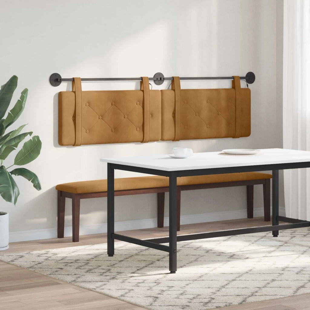 Testiera | Testata sospesa Con luce LED Marrone Velluto
