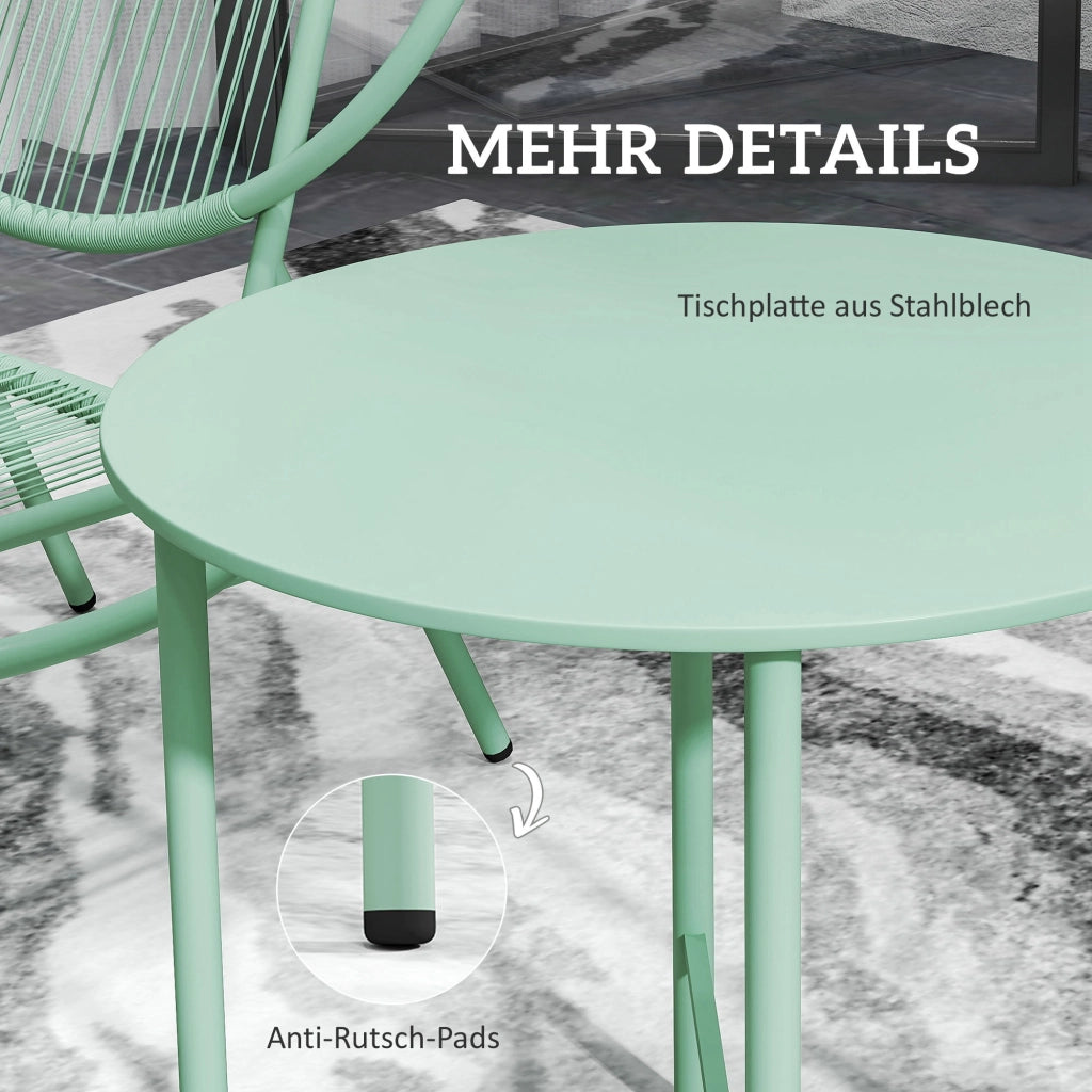 Set Bistrot 3 Pezzi in Polyrattan ¨C Minimal ¨C Grigio Verde