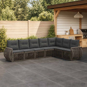 Set Divano da Giardino 7 pz Grigio e Grigio Scuro polyrattan 3435428