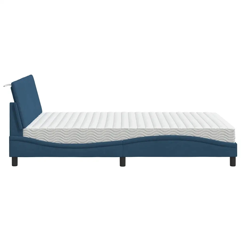 Letto con Materasso Hanko Blu 140x190 cm in Tessuto 3310530