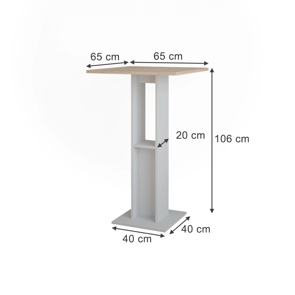 Vicco Tavolo da bar Bianco/Sonoma 65 x 65 cm
