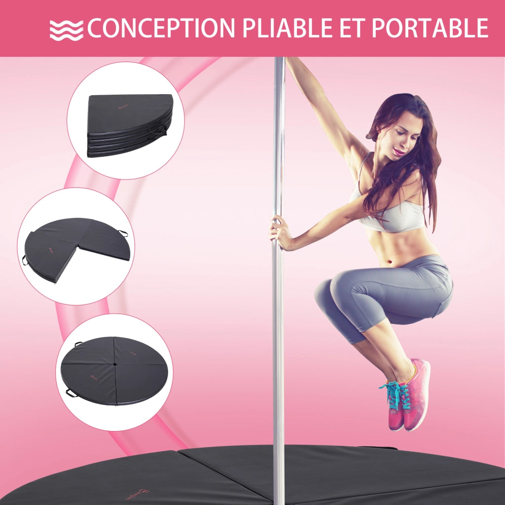 Tappeto da pole dance pieghevole ¨C Minimal ¨C nero ? 150 cm spessore 5 cm plastica