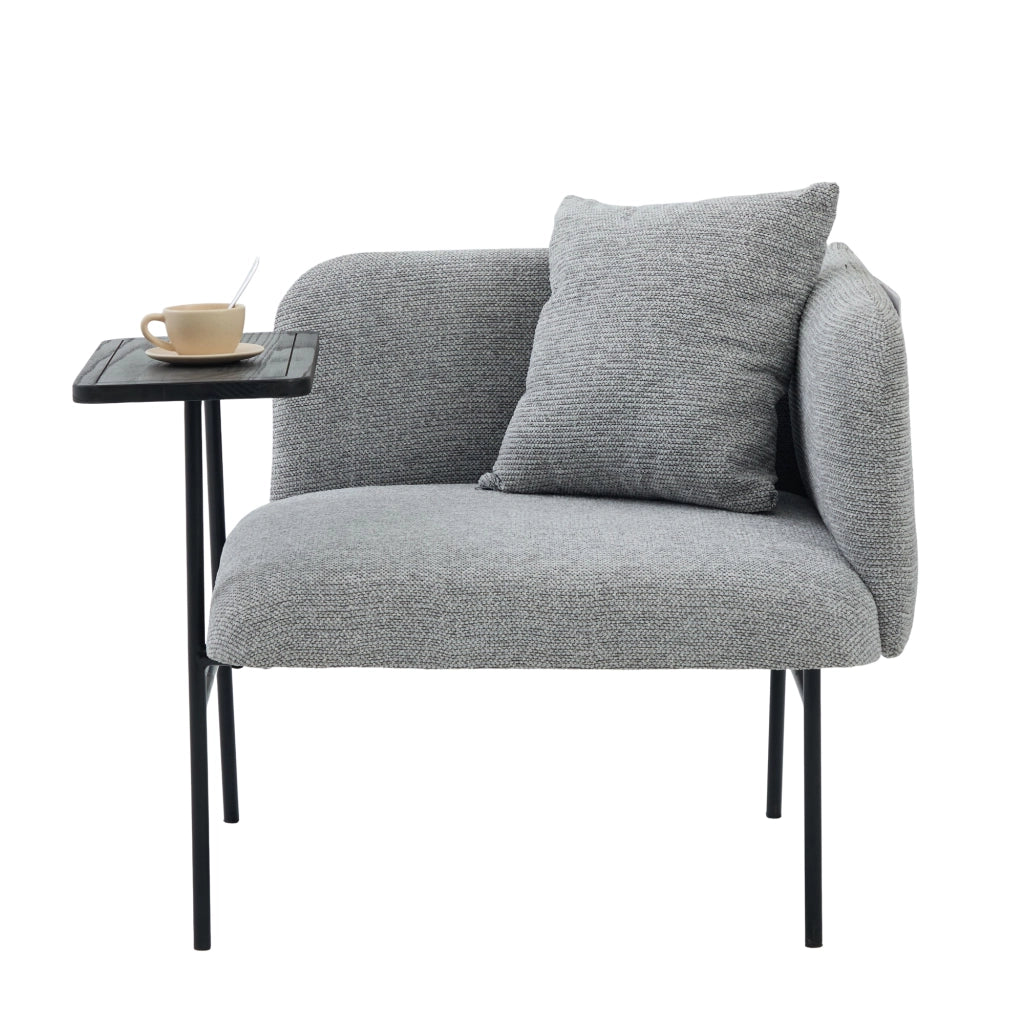 Poltrona singola moderna grigia in ciniglia con tavolino 86x72x71 cm