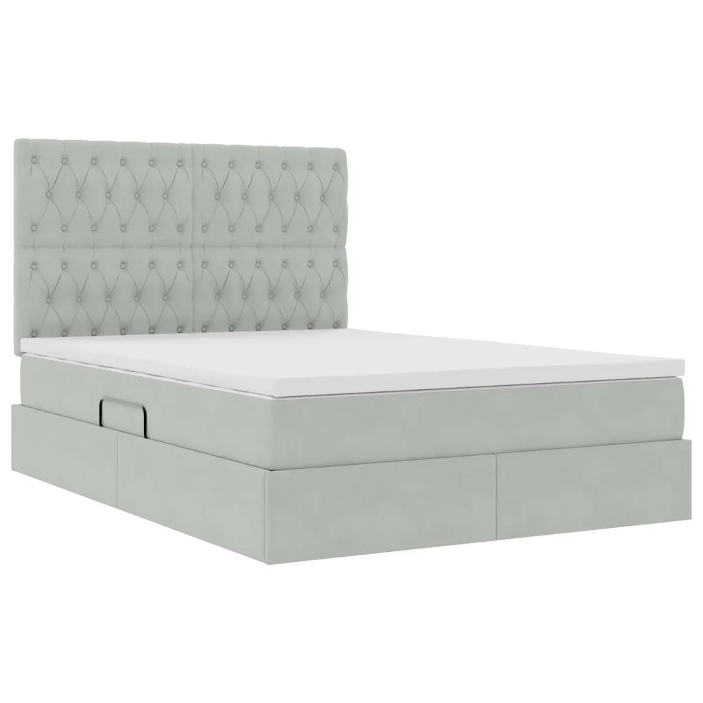Letto con contenitore e materasso Grigio chiaro 140 x 190 cm 3372087