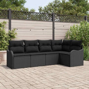 Set Divano da Giardino Nero polyrattan