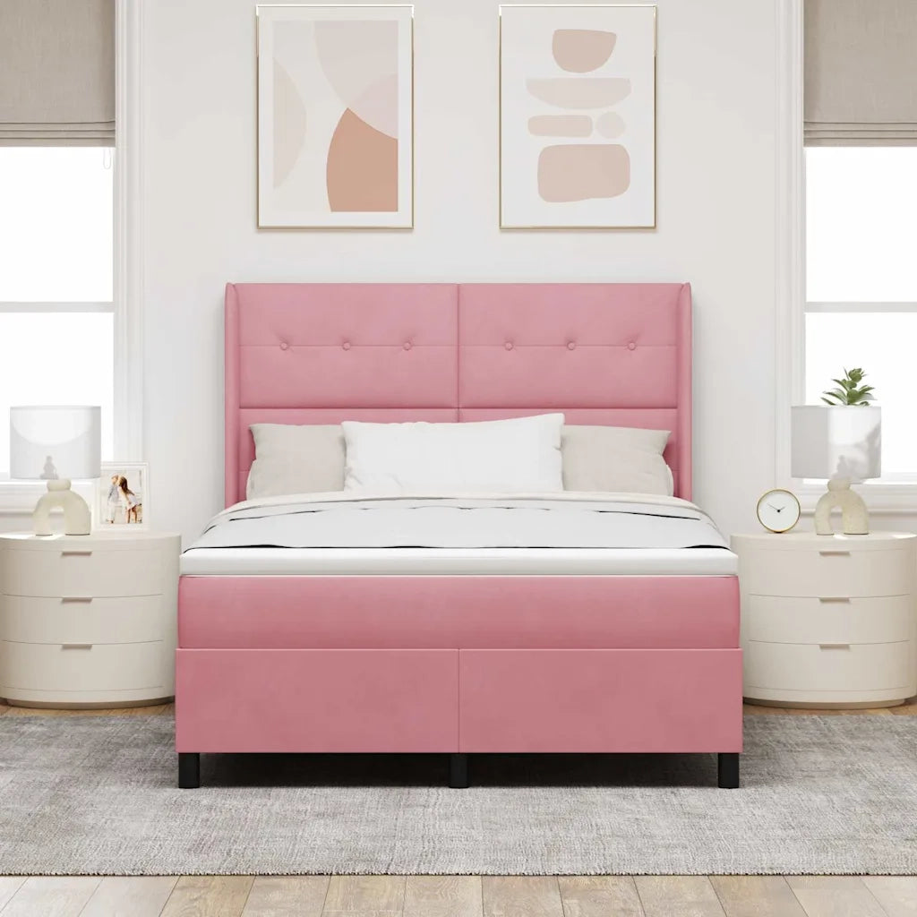 Letto a molle con strisce LED Rosa 140 x 200 cm Velluto 3343873