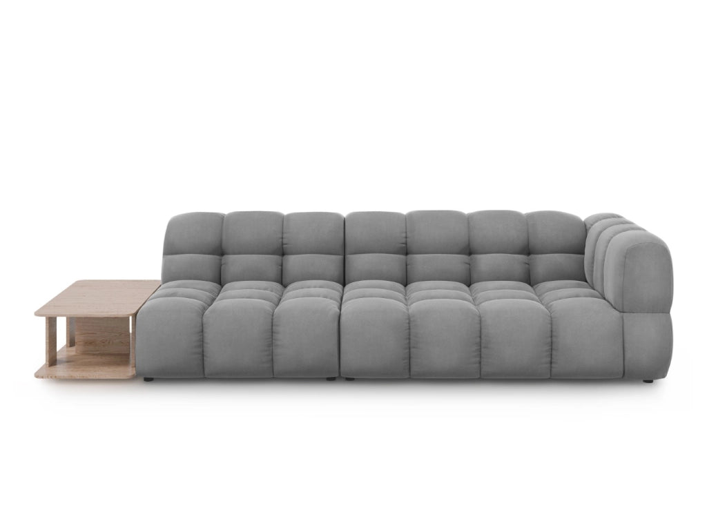 Cosmopolitan Design - Divano modulare sinistro "Sky" 4 posti in velluto grigio chiaro 