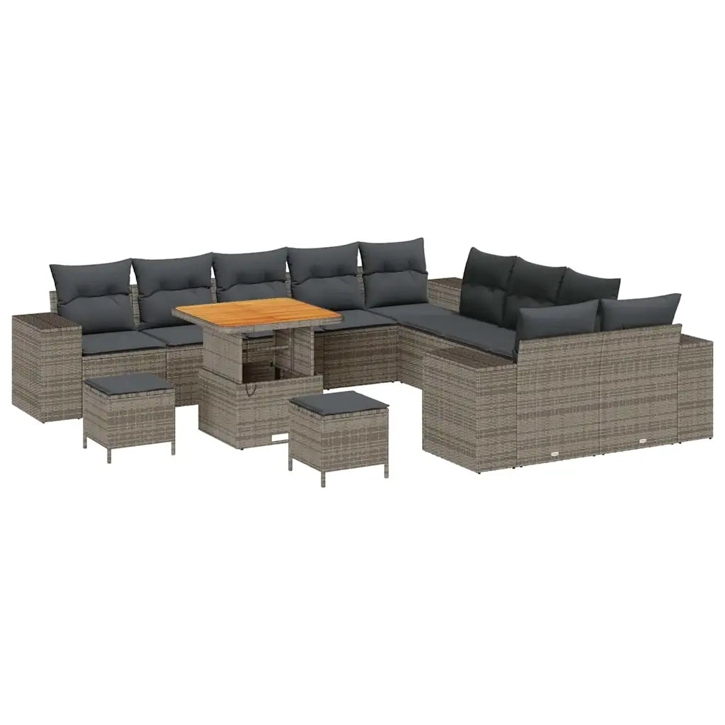 Set Divano da Giardino con cuscino 13 pcs Grigio polyrattan 3362063