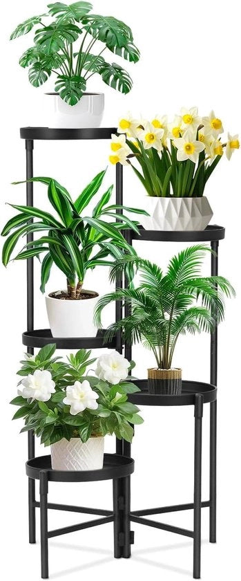 Supporto per piante 5 livelli - supporto per fiori - nero - metallo