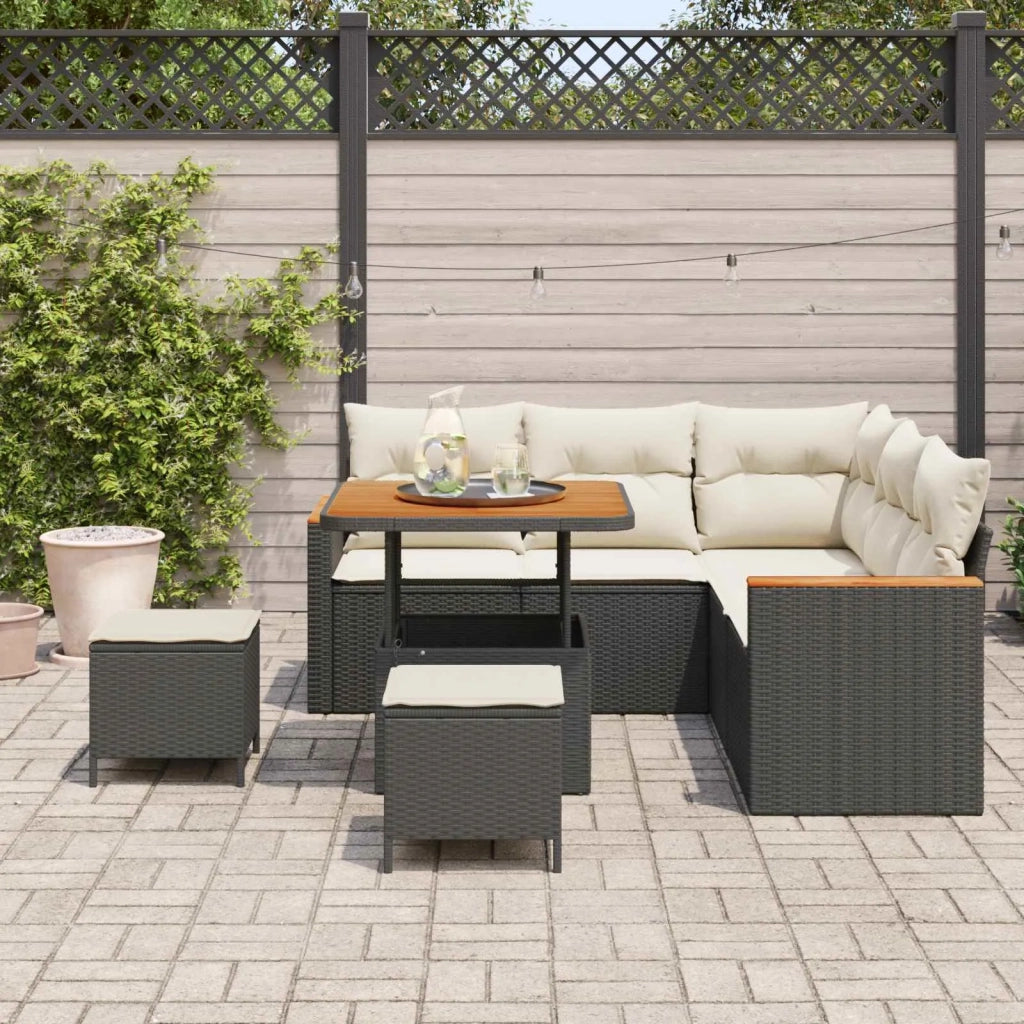 Set Divano da Giardino 8 pcs Nero polyrattan 3362910