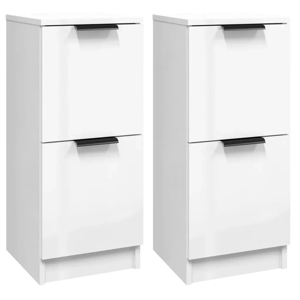 Credenze 2 pz Bianco Lucido 30x30x70 cm in Legno Multistrato 811182