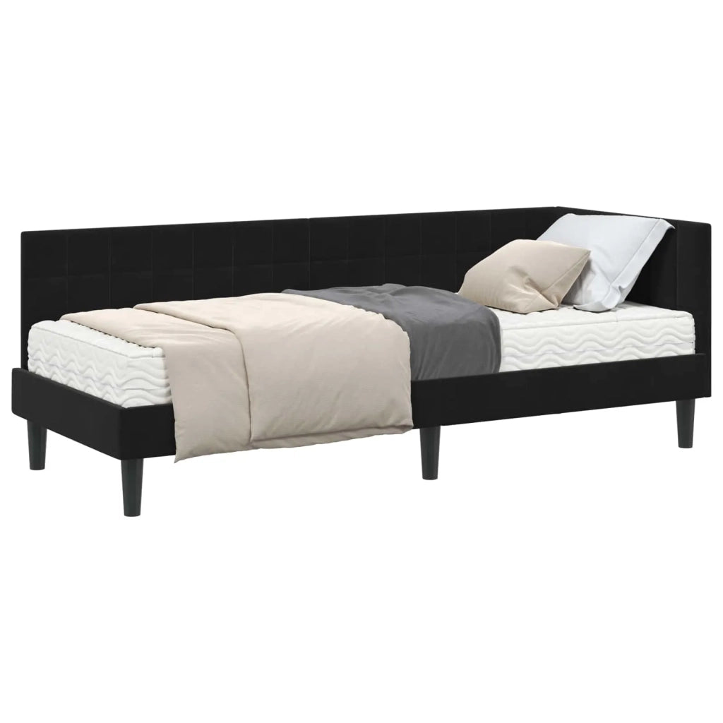 Struttura Letto Angolare con Materasso 2 pcs Nero Velluto