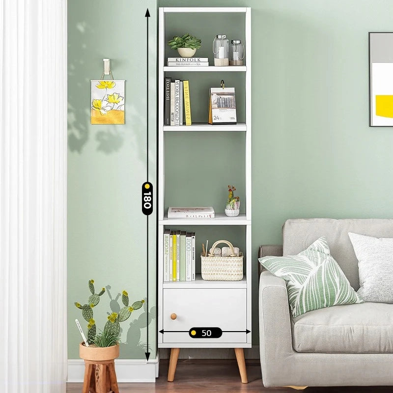 Armadio a Colonna Bianco Stile Loft Scandinavo con Ripiani Ideale per Libri