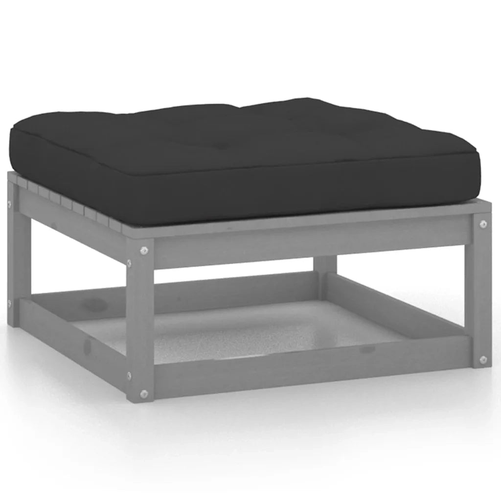 Poggiapiedi da Giardino con Cuscini 2 pz Bianchi in Legno Pino CFW4793550