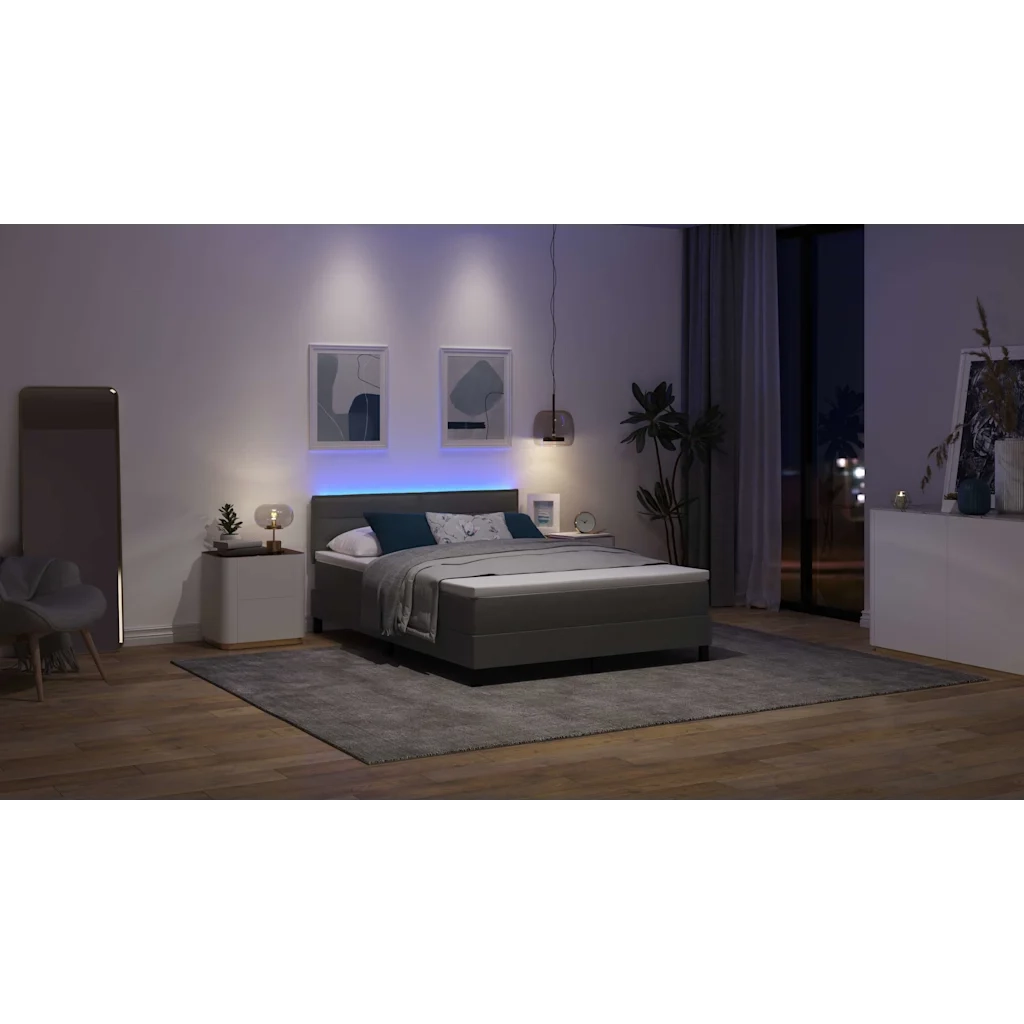 Letto a molle con materasso Grigio scuro 160 x 200 cm Tessuto