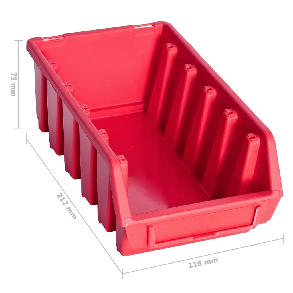 Kit Contenitori 80 pz con Pannelli a Parete Rosso e Nero 150812